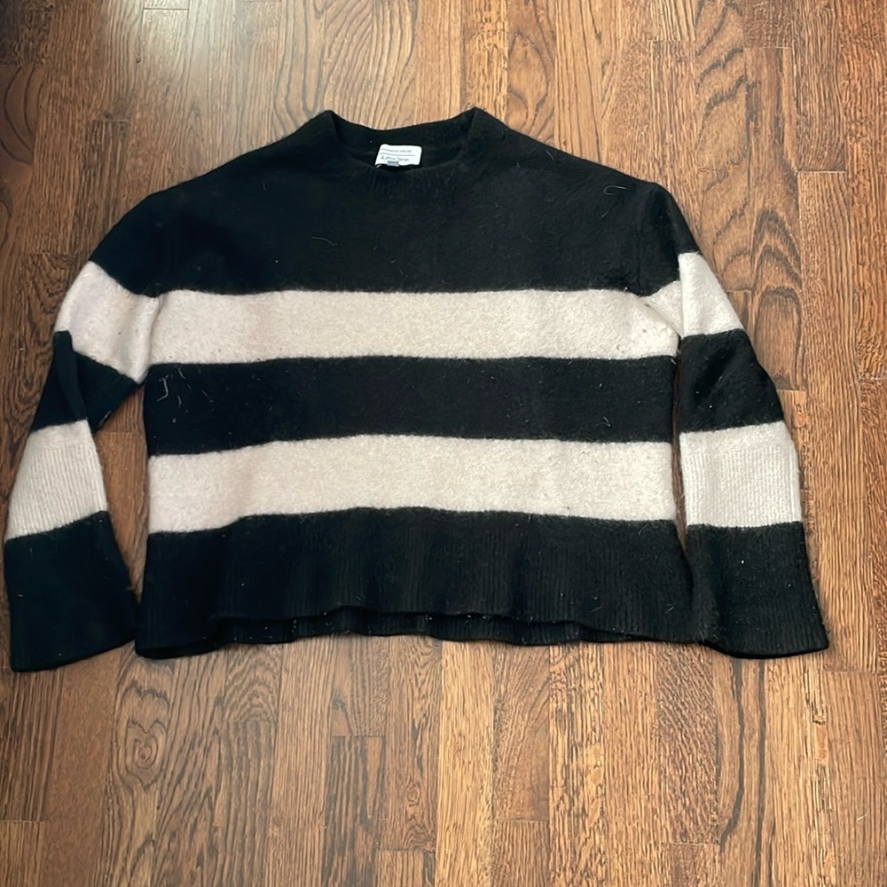 & other stories stockholm atelier wool blend black and white striped sweater, M